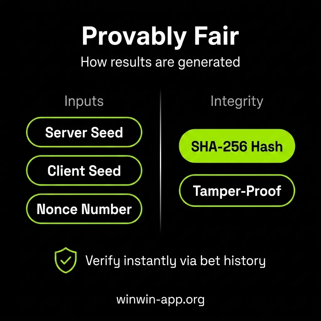 Verify the transparent gameplay results using the fair WinWin Aviator system.