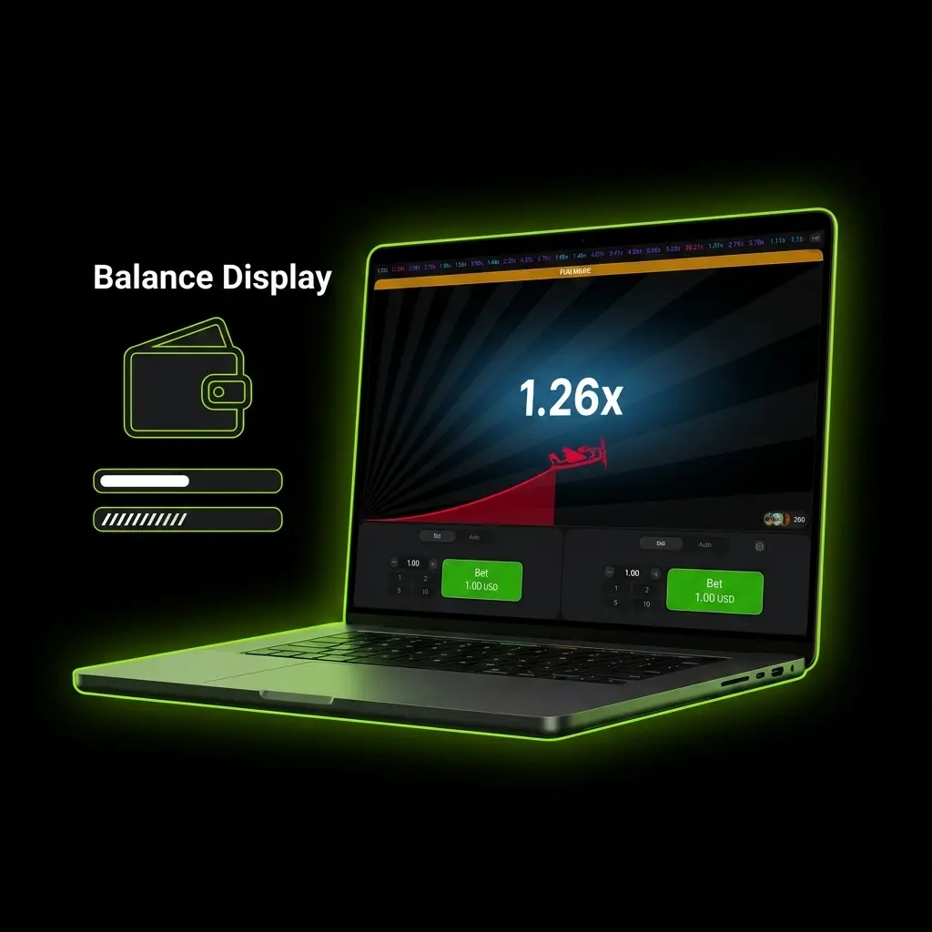 An image depicting balance display at the Aviator game.