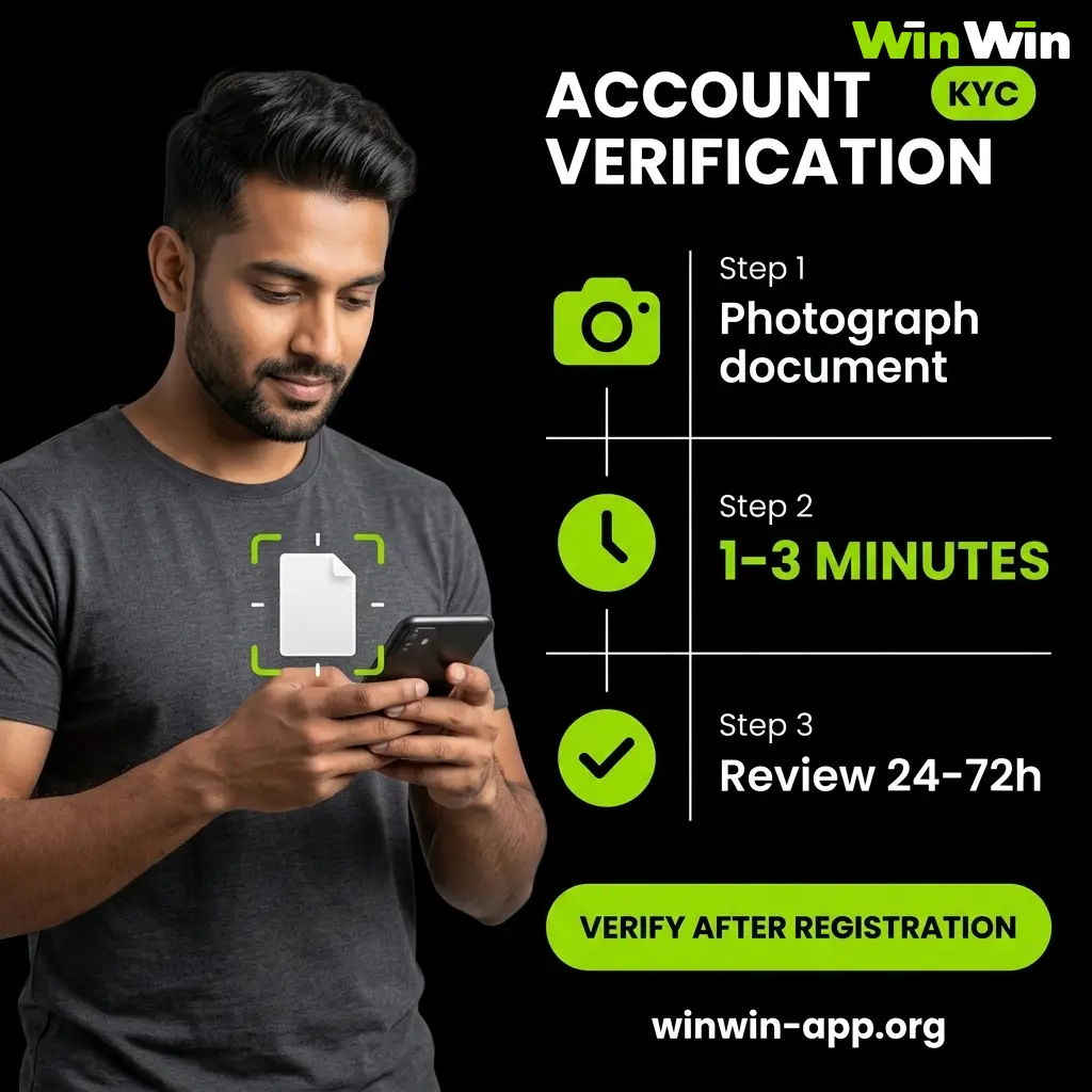 WinWin account verification KYC process for Bangladesh users - complete within 1 to 3 minutes