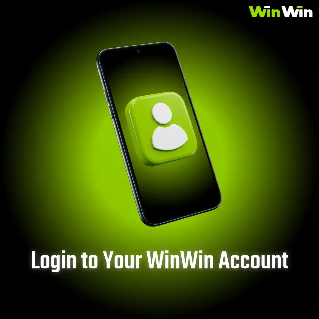 WinWin account login page showing step-by-step sign-in process via official website or app