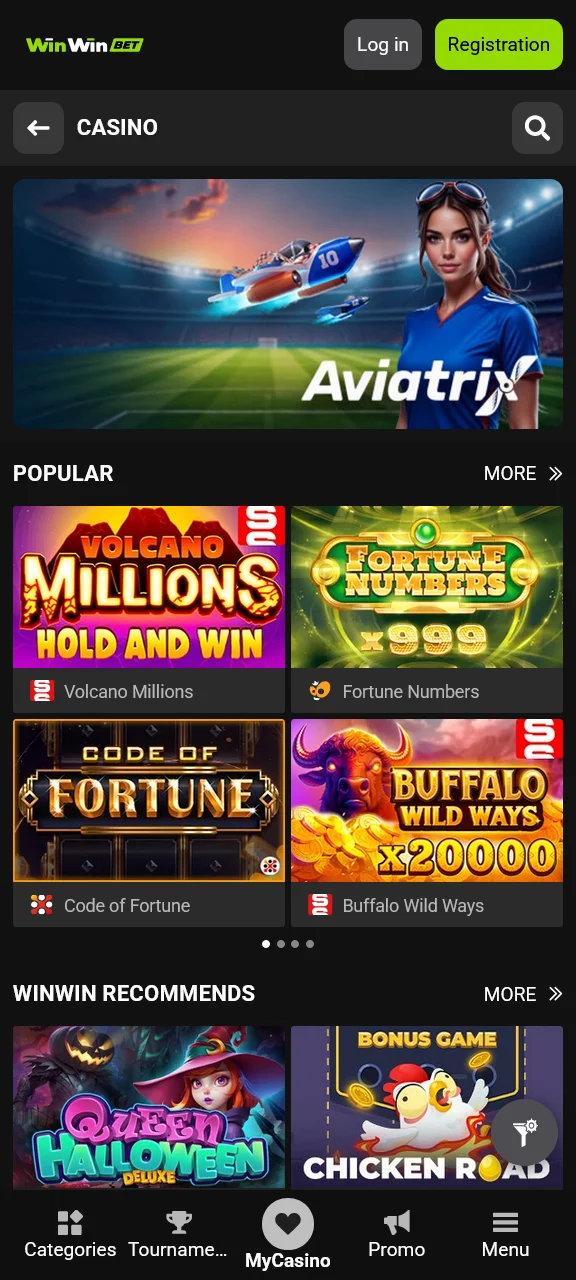 Spin exciting slots and play casino games in WinWin App.