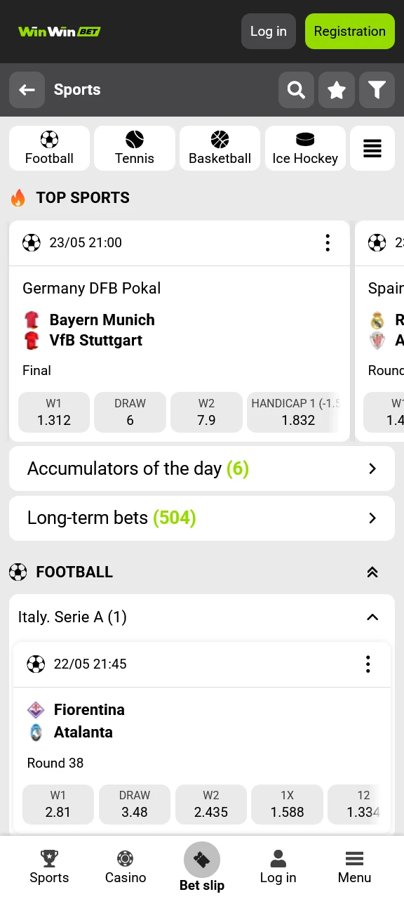 Place profitable sports bets easily using the mobile WinWin App.