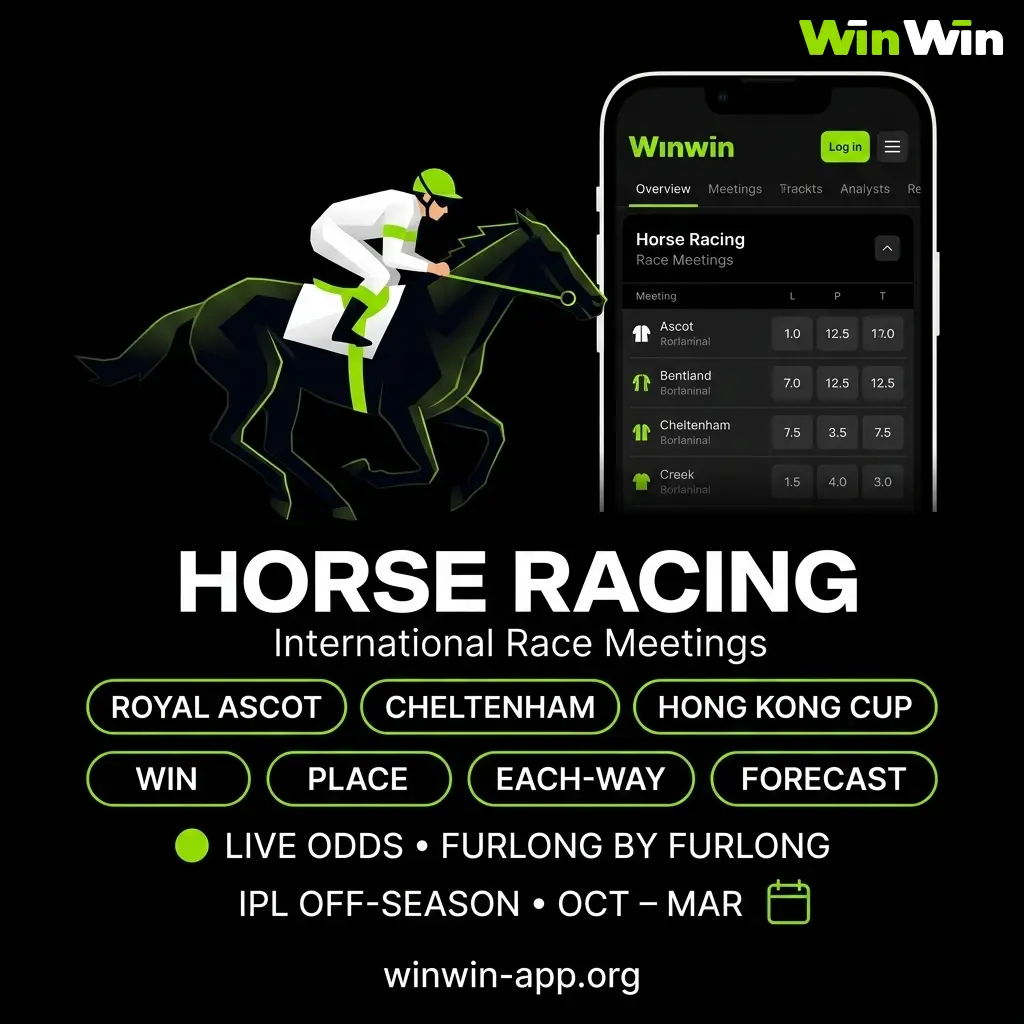 Four horse racing bet types on WinWin - win, place, each-way, and forecast markets for Cheltenham Festival and Royal Ascot.
