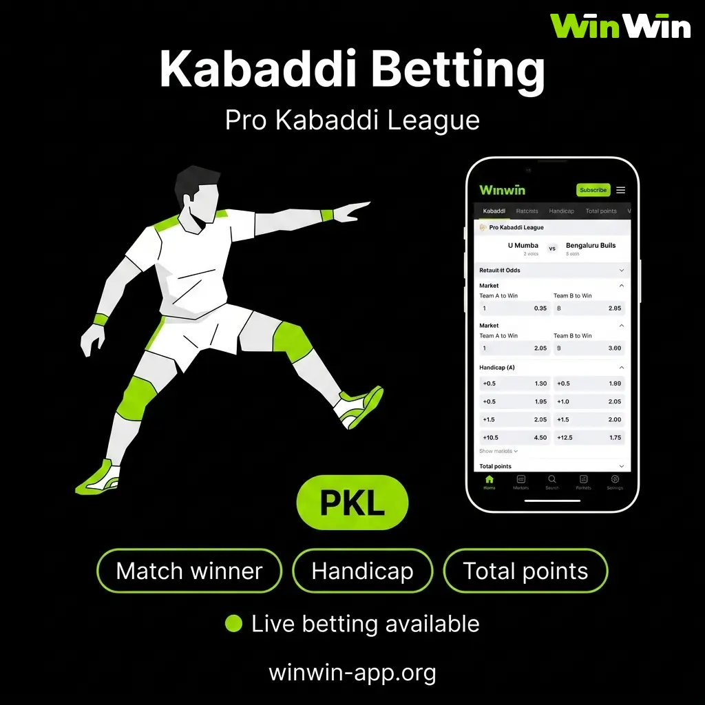 Dedicated kabaddi betting markets on WinWin for Bangladesh users - PKL covered with live betting during matches.